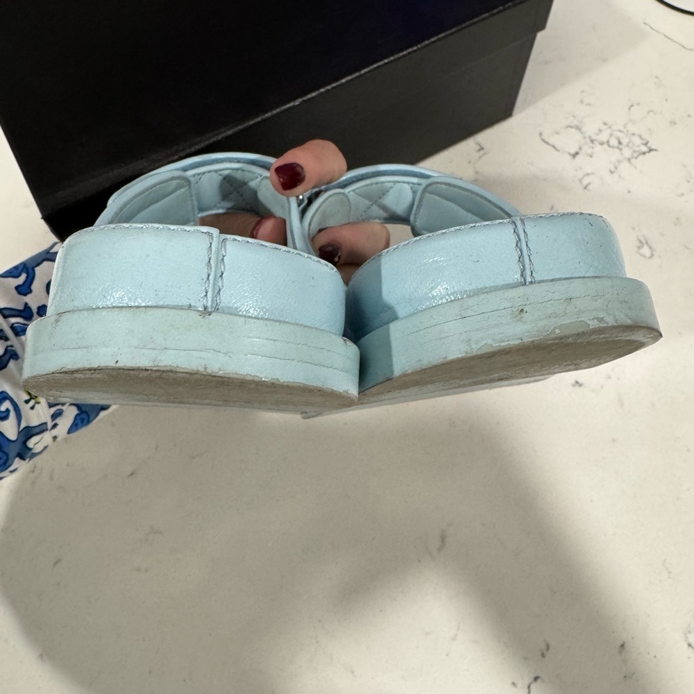 Chanel Blue Quilted Sandals 37 - Picture 10 of 12